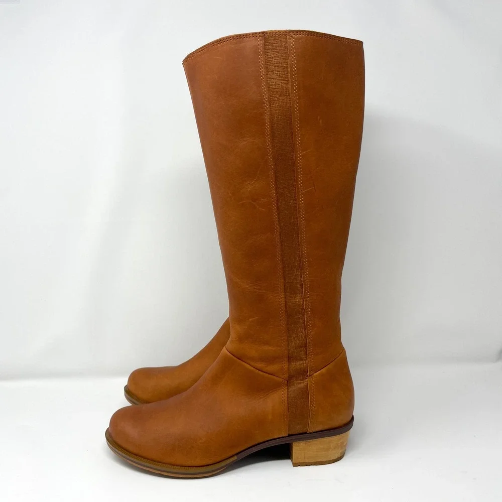 Chaco Cataluna Tall Riding Boots Womens 8.5 Tan Brown Waterproof Leather Rustic
